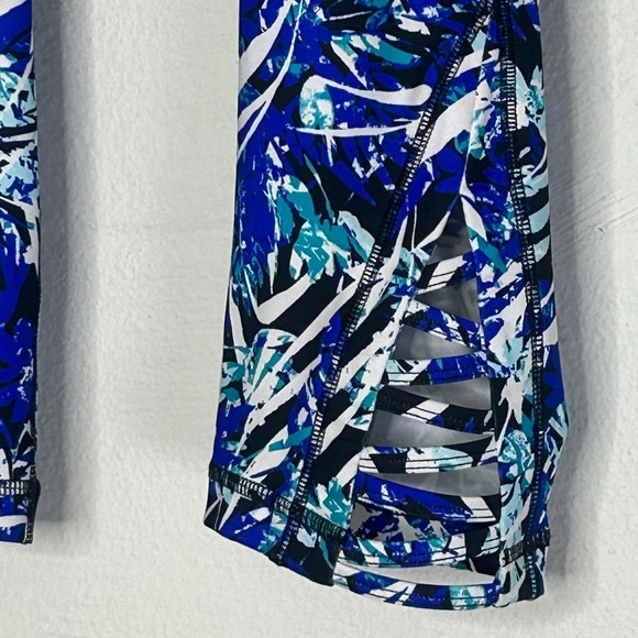 Exertek Leggings Cropped Petite XL Blue White Patterned Stretch NEW - Picture 15 of 16